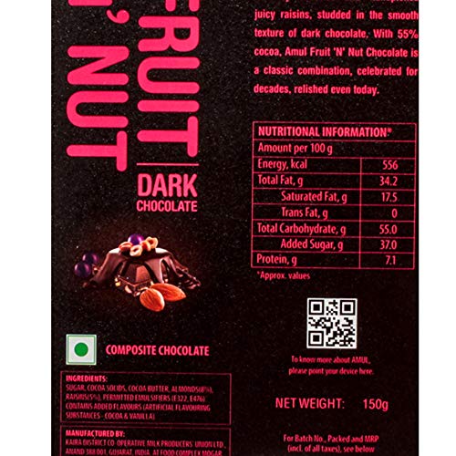 Amul Fruit N Nut Chocolate,150Gm Rs. 100/ (Pack of 4)