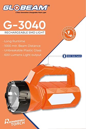 Globeam G 3040 Rechargeable Kisan Torch With 1000 Mah Battery Long Beam Distance And Fully
