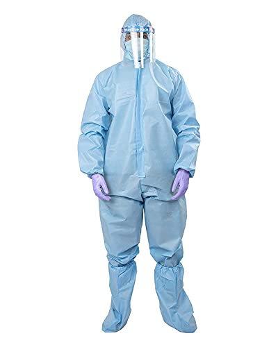 TIP TOP FASHION PPE Kit (Washeble (Re-useble) Coverall with Hood, 3Ply Face Mask, Shoe Cover)-Made In India