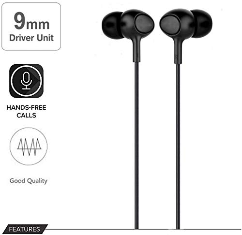 Meyaar LX-03EP Made in India Series with Super Deep Bass 90%-Noise Isolating Earbuds with Microphone and Amazing Sound Effects and Game Experience Headphone with Mic for for All Smartphones(Black)