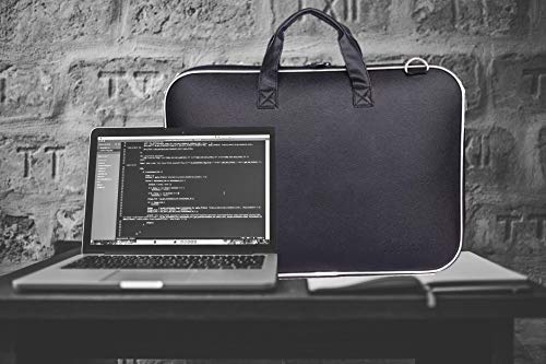 Wearslim Cady Collection Durable Briefcase Carrying Case for 15.6 in Laptops & Notebooks with Shoulder Strap | Unisex Hard Shell Durable PU Leather Black Briefcase Laptop Bag Made in India