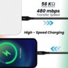 pTron Solero MB301 3A Micro USB Data & Charging Cable, Made in India, 480Mbps Data Sync, Strong & Durable 1.5-Meter Nylon Braided USB Cable for Micro USB Devices - (Black) - Image 4