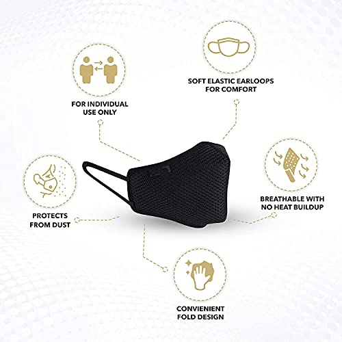 Harleen Mesh Mask Made in India Standard Size Reusable/Washable 4-Layered Outdoor Protection Face Mask (Pack of 6)(Black)