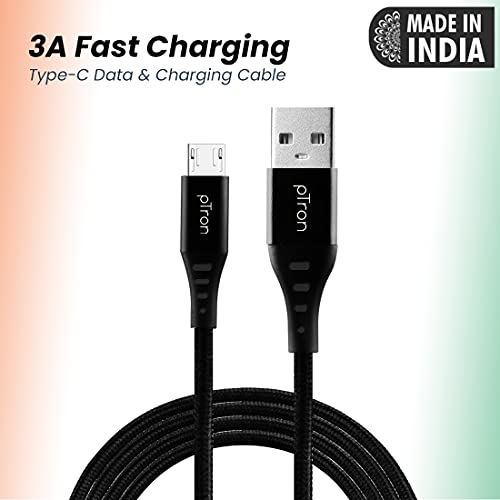 pTron Solero MB301 3A Micro USB Data & Charging Cable, Made in India, 480Mbps Data Sync, Strong & Durable 1.5-Meter Nylon Braided USB Cable for Micro USB Devices – (Black)