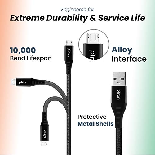 pTron Solero MB301 3A Micro USB Data & Charging Cable, Made in India, 480Mbps Data Sync, Strong & Durable 1.5-Meter Nylon Braided USB Cable for Micro USB Devices – (Black)