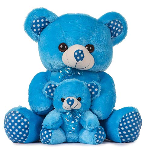 Besties Skin Freindly 100% Safe Mother Baby Teddy Bear Soft Toy/Stuffed Toy, Made in India (55cm, Blue)