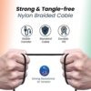 pTron Solero MB301 3A Micro USB Data & Charging Cable, Made in India, 480Mbps Data Sync, Strong & Durable 1.5-Meter Nylon Braided USB Cable for Micro USB Devices - (Black) - Image 7
