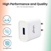pTron Volta 12W Single USB Smart Charger, Made in India, BIS Certified, Fast Charging Power Adaptor Without Cable for All iOS & Android Devices - (White) - Image 5
