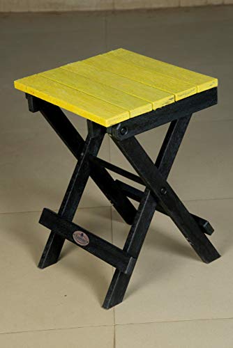 Econiture Azure Folding Multipurpose Recycled Plastic Stool Portable & Suitable for Adults, Kids, Home, Indoor, Outdoor 34 * 36 * 50 cm : Yellow Color