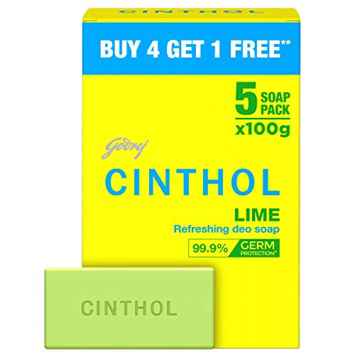 Cinthol Lime Bath Soap 100g (Pack of 4) + 100g FREE
