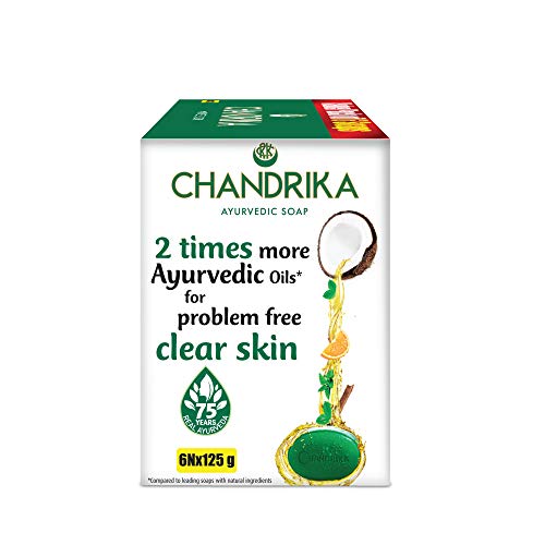 Chandrika Ayurvedic Handmade Soap, 125g (Pack of 6)