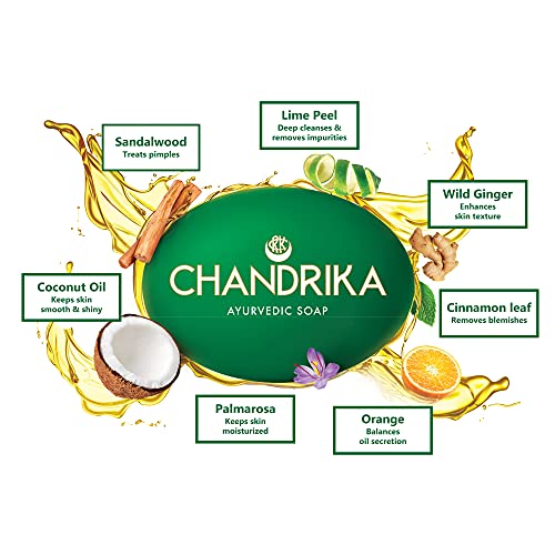 Chandrika Ayurvedic Handmade Soap, 125g (Pack of 6)