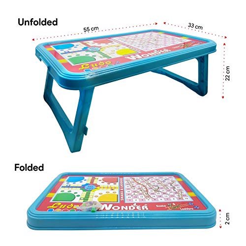 Wonder Ludo Plastic Bed Table with Foldable Legs for Kids, 1 Pc, Blue Color, Made in India,KBS01101