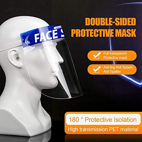 Mototrance Anti-Splash Face Shield with Adjustable Elastic Strap Protective Facial Cover Transparent Full Face Visor with Eye & Head Protection-Made in India