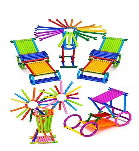 iChoice™ Straw Building Blocks for Kids 120+ Pcs Building Blocks Toy, Early Educational Building Blocks Set for Kids/ Boys/Girls, Made in India Building Block Game