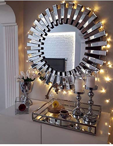 Venetian Design Made in India Mingling Slats Wall Mirror (Diameter -30 Inches)