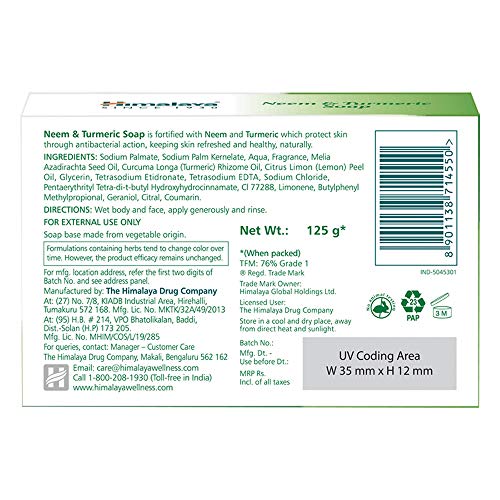 Himalaya Neem and Turmeric Soap, 125g (Pack of 6)