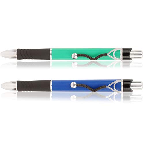 Oculus 1617-1618 Dr. Clip Green & Blue Plastic ABS Body with Rubber Grip. Fitted with German Blue ink Refill. Set of 2 Pens.