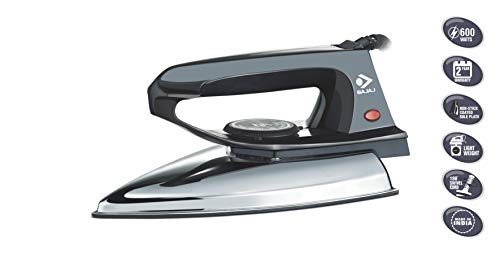 Bajaj DX-2 600W Dry Iron with Advance Soleplate and Anti-Bacterial German Coating Technology, Black