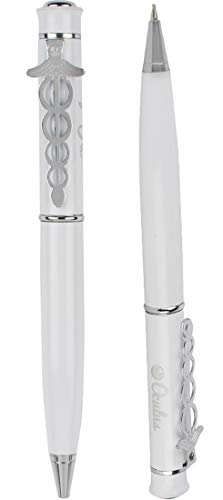Oculus 1607 Doctor Logo Clip White Metal Ball Pen, Fitted With Germany Made Refill and presented in gift box. Most suitable for medical professionals, nurses, hospitals.