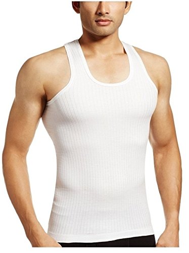 Amul Macho Men’s Drop Neddle Sleeveless Vest (White, 90) – Pack of 5 Pieces