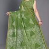SOURBH Women's Cotton Blend Triangle Shibori Pattern Printed Saree with Blouse Piece - Image 2