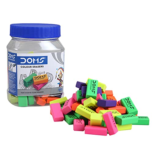 Doms Non-Toxic Dust Free Coloured Erasers Jar Pack Set (Pack of 100 x 4 Set), Multicolor (Model Number: DM3438P4)