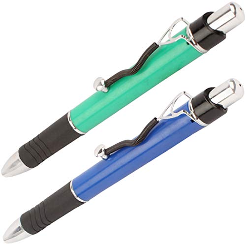 Oculus 1617-1618 Dr. Clip Green & Blue Plastic ABS Body with Rubber Grip. Fitted with German Blue ink Refill. Set of 2 Pens.