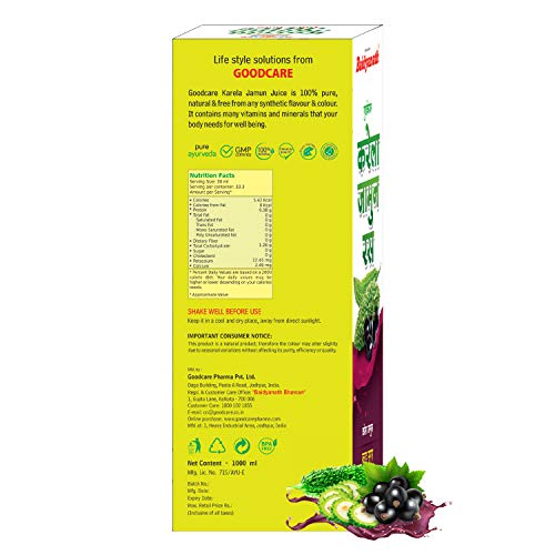 Baidyanath Karela Jamun Juice – Helps Maintain Healthy Sugar Levels – 1L