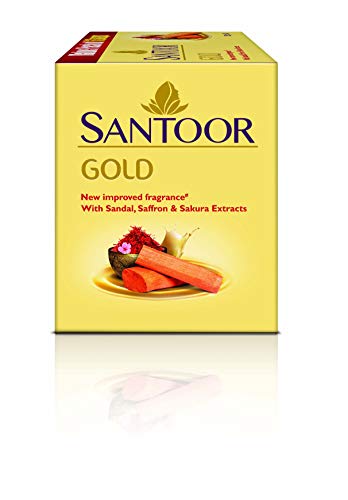 Santoor Gold Organic Luxury Bath Soap with Saffron, Sakura & Sandalwood for a Golden Glow, Combo Offer 125g Pack of 6
