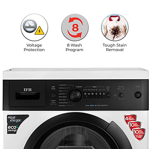 IFB 6 kg 5 Star Fully-Automatic Front Loading Washing Machine (Diva Aqua BX, White|Black matte, Aqua Energie,Crescent Moon Drum,Laundry Add,In-built heater )