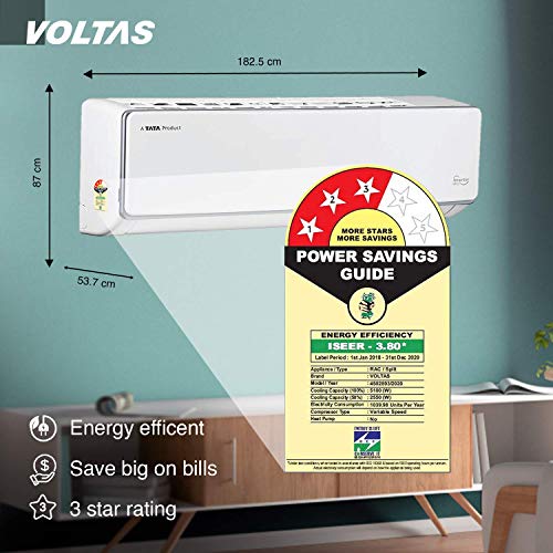 Voltas 1.5 Ton 3 Star Inverter Split AC (Copper 183VCZS White)