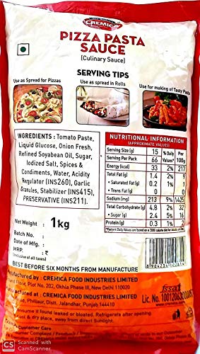 Ellis Harvey Cremica Pizza Pasta Sauce, 1kg