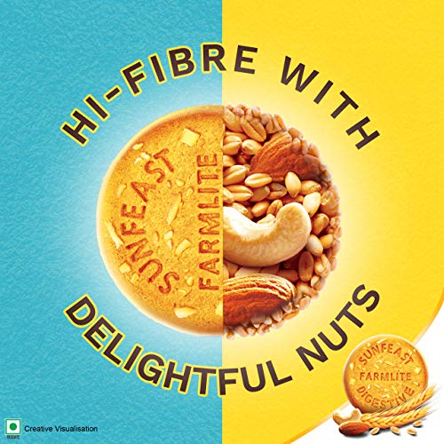 Sunfeast Farmlite Nuts Digestive Biscuit | High Fibre | Goodness of Almonds, Cashews and Wheat Fibre, 250g