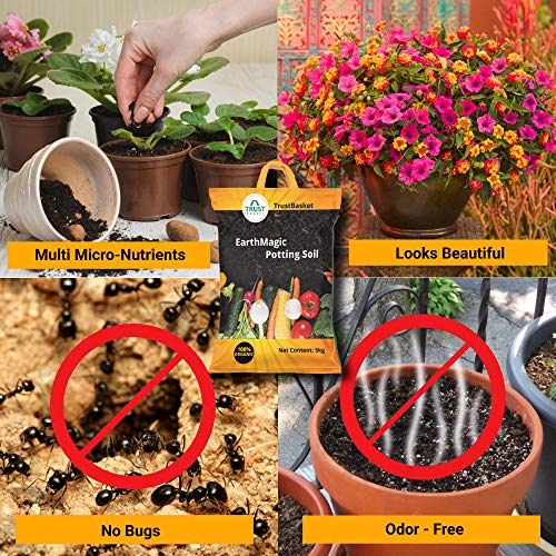TrustBasket Enriched Premium Organic Earth Magic Potting Soil Mix with Required Fertilizers for Plants – 10 KG