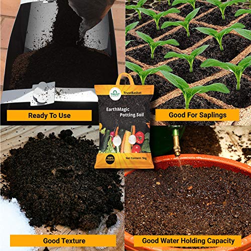 TrustBasket Enriched Premium Organic Earth Magic Potting Soil Mix with Required Fertilizers for Plants – 10 KG