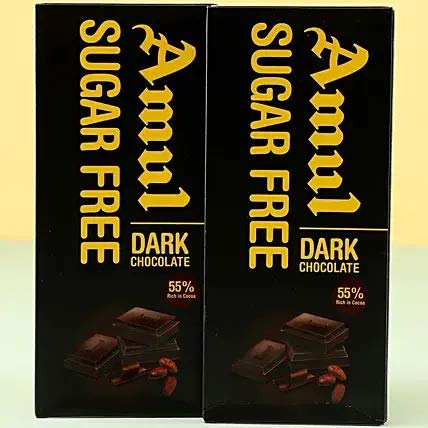 Amul Sugar Free Dark Chocolate- 55% Rich in Cocoa, 150 gm (Pack of 2)