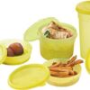 Flair Plastic Food Container, 150 ml, 300 ml, 450 ml, 150 ml, 150 ml, Set of 5, Yellow