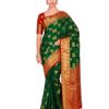 MIMOSA Women's Kanchipuram Silk Saree With Blouse Piece (4298-321-2D-BGRN-RD_Green)