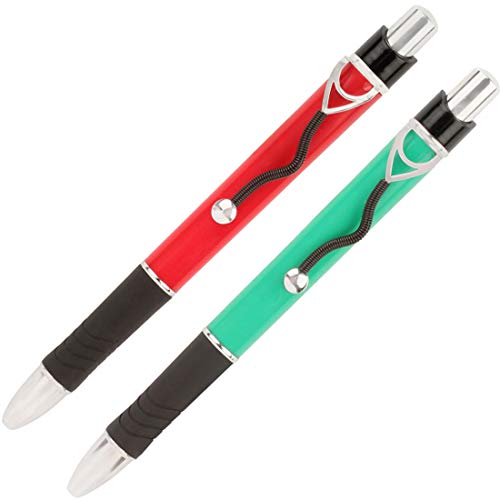 Oculus 1616-1617 Dr. Clip Red & Green Plastic ABS Body with Rubber Grip. Fitted with German Blue ink Refill. Set of 2 Pens.