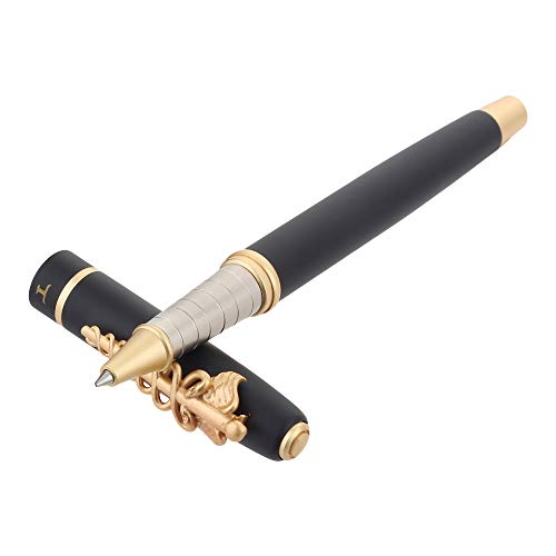 TEUER Ideal Doctor Golden Designer Clip With Black Body Metallic Roller Ball Pen.