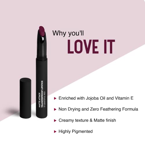SUGAR Cosmetics – Matte Attack – Transferproof Lipstick – 03 The Grandberries (Dark Berry) – 2 gms – Transferproof Lipstick Matte Finish, Lasts Up to 8 hours