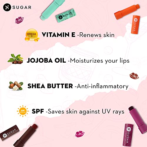 SUGAR Cosmetics – Tipsy Lips – Moisturizing Balm – 04 L.I.I.T – 4.5 gms – Lip Moisturizer for Dry and Chapped Lips, Enriched with Shea Butter and Jojoba Oil