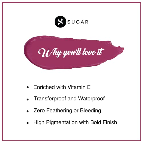 SUGAR Cosmetics – Smudge Me Not – Liquid Lipstick – 08 Wine And Shine (Sangria) – 4.5 ml – Ultra Matte Liquid Lipstick, Transferproof and Waterproof, Lasts Up to 12 hours