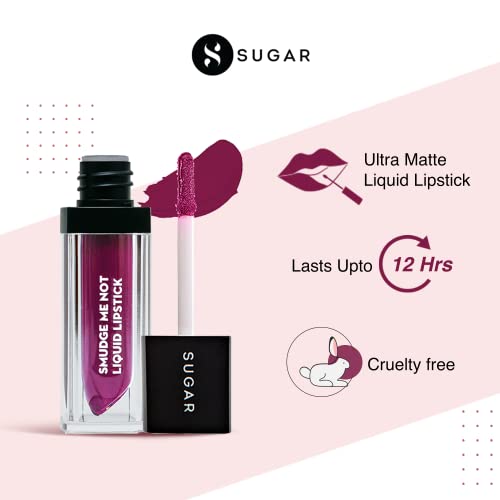 SUGAR Cosmetics – Smudge Me Not – Liquid Lipstick – 08 Wine And Shine (Sangria) – 4.5 ml – Ultra Matte Liquid Lipstick, Transferproof and Waterproof, Lasts Up to 12 hours