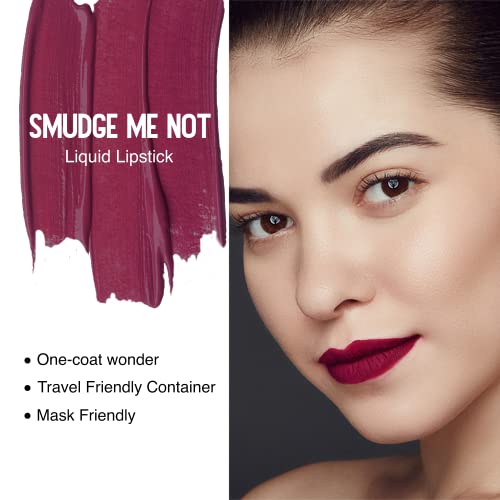 SUGAR Cosmetics – Smudge Me Not – Liquid Lipstick – 08 Wine And Shine (Sangria) – 4.5 ml – Ultra Matte Liquid Lipstick, Transferproof and Waterproof, Lasts Up to 12 hours