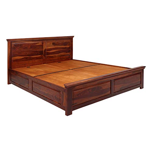 EVOK Sophia Solidwood King Bed with Box Storage- Walnut