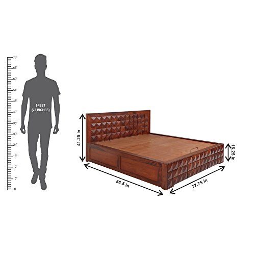 Diamond New Solidwood King Bed With Hydraulic Storage-Honey Natural