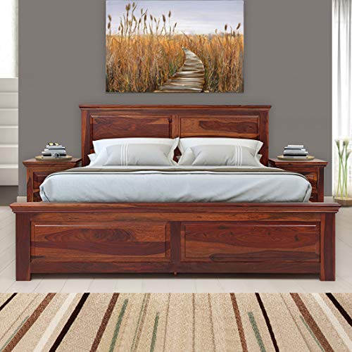 EVOK Sophia Solidwood King Bed with Box Storage- Walnut