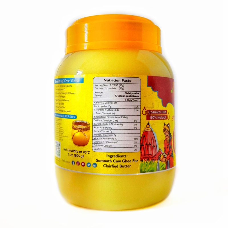 KAPU & RANCHO INTERNACIONAL Somnath Cow Ghee – Digestion and Immunity booster – 1000ml (1KG)